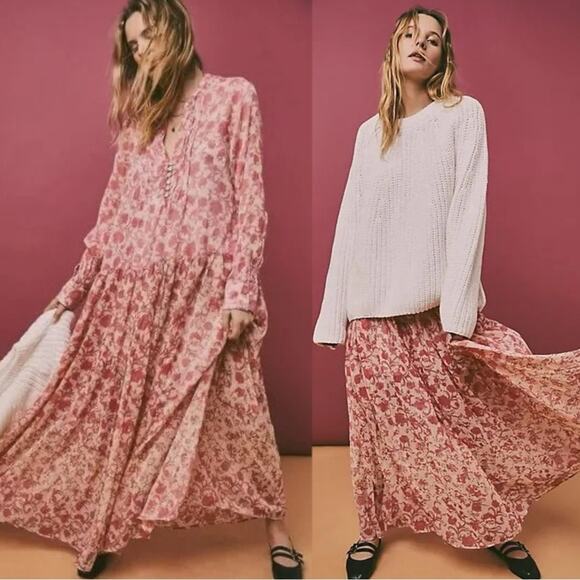 Free People Dresses & Skirts - Floral Pink Maxi Dress